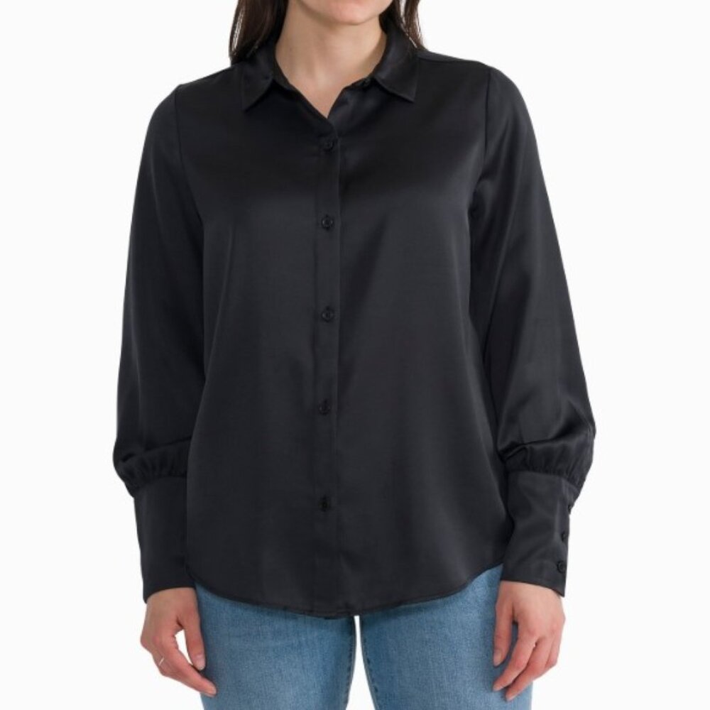 Joie Limited Edition Black Long Sleeve Satin Blouse